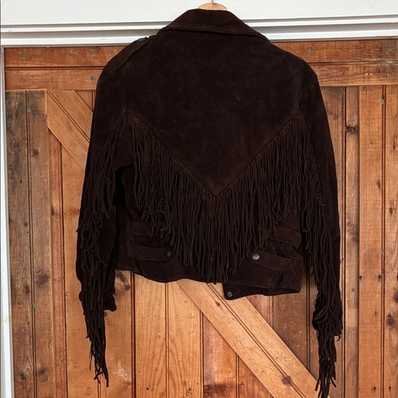 Lariat Vintage 80s Fringe Women’s Dark Brown Suede Leather Jacket, Small 2-4 - Picture 4 of 10
